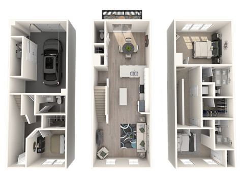 a 3d floor plan of a592592 furnishing roommates in an apartment